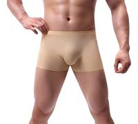 Boxer da uomo senza cuciture Ice Silk Traspirante Invisibile Fibre di Ghiaccio Assorbono il Sudore Intimo Morbido Asciugatura Rapida Confortevole Slip Leggero Tunks Comfort, cachi, L