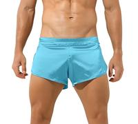 Boxer da uomo, sottile, in seta di ghiaccio, sexy, per il tempo libero, estivi, morbidi, leggeri, pantaloncini, pantaloni corti da uomo, mutande, tinta unita, traspiranti, per la casa, O blu., S