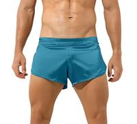 Boxer da uomo, sottile, in seta di ghiaccio, sexy, per il tempo libero, estivi, morbidi, leggeri, pantaloncini, pantaloni corti da uomo, mutande, tinta unita, traspiranti, per la casa, O celeste, M