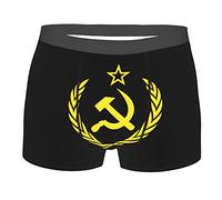 Boxer da Uomo Soviet Union CCCP USSR Emblem Mutandine da Uomo Traspirante Boxers Slip per Uomos Flessibile Boxers Uomos Mutande per Amante Regalo Boy L