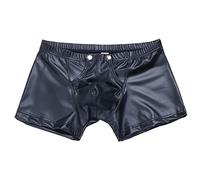 Boxer da uomo, texture in similpelle PU con silhouette che definisce il corpo e stile stagewear per adulti, stile incentrato sul corpo per palcoscenico, vita notturna e abiti privati, Nero , L