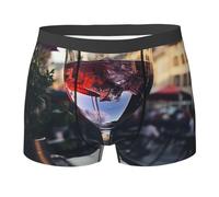 Boxer da uomo traspirante intimo boxer slip per uomo bicchiere di vino boxer boxer comfort morbido tronco, Nero , M
