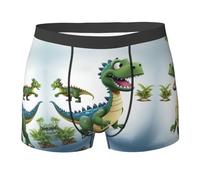 Boxer da uomo traspirante intimo boxer slip per uomo cartone animato dinosauro immagini pugili comfort morbido tronco, Nero , S