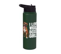 Boxer divertente con scritta "I Love Wiggly Boxer" Stainless Steel Insulated Water Bottle
