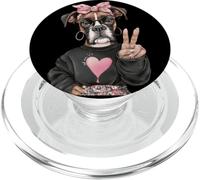 Boxer Dog Canine Ritratto Pace Sign Streetwear Grafica PopSockets PopGrip per MagSafe