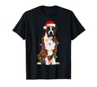 Boxer Dog Christmas Lights Xmas Dog Lover Maglietta