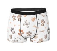 Boxer Dog Paw Prints Bones And Hearts Boxer Uomo Anti-Sfregamento Resistente Trunks per L'Uso Quotidiano L