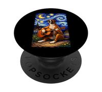 Boxer Dog Playing Guitar Whimsical Art Puppy Music Camping PopSockets PopGrip Adesivo