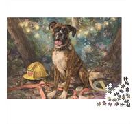 Boxer Dog with Firefighter Hat Puzzle Impossibili 1000Pcs Decorazione Per La Casa. Giochi Rilassamento E Intelligence Per Adulti E Ragazzi Da 14 Anni 70x50cm/1000pcs