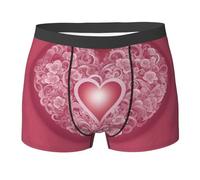 Boxer Elasticizzato Romantic Heart Print Boxer da Uomo Elasticizzati Aderenti Trunks per Sportivi L'Uso Quotidiano Intimo Maschile,M