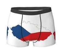 Boxer Elasticizzato The Czech Republic Flag Map Print Boxer da Uomo Elasticizzati Morbido Mutande per Sportivi Uomini Intimo Maschile,XL