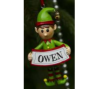 Boxer Gifts - Decorazione Personalizzata per Albero di Natale con Elfo, Idea Regalo per Tutta la Famiglia, in Ceramica, Multicolore, 8 x 4,5 x 2 cm