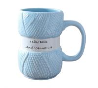 Boxer Gifts - Tazza all'uncinetto, 425 ml, realistica, a forma di uncinetto, idea regalo per donne e uomini, compleanno e Natale (blu)