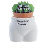 Boxer Gifts Vaso per piante a forma di corpo con scritta "Always Keep Me Moist", divertente e maleducato, regalo decorativo per la casa, ceramica, bianco, nero, taglia unica