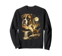 Boxer Howling to The Moon Meme Funny Boxer Dog Lover degli Anni '90 Felpa