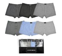 6 Paia Uomo Misto Cotone Bottoni Boxer Quadri O Tinta Unita Boxer Taglie S-6XL