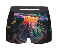 Boxer Jellyfish Underwater Shine Neon Colorful Senza Patta Frontale Hüftshorts Comodi Pantaloncini Boxer Intimo per Rave Festival Travaglio M
