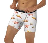 Boxer lungo da uomo - Stampa conchiglie conche No.902 Intimo da uomo con fascia elastica, nero/bianco, S