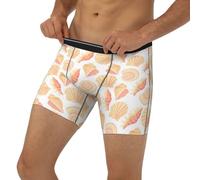 Boxer lungo da uomo - Stampa conchiglie conche No.9050 Biancheria intima da uomo con fascia elastica, Nero , XL