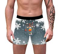 Boxer Natalizi da Uomo, Boxer Uomo Divertenti Elasticizzati Comodi Shorts Invernali Divertenti Leggeri Comodi con Motivo Natalizio Pantaloncini da Festa per L'autunno E l'inverno