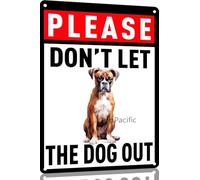 Boxer "Non Lasciare Uscire Il Cane" Segno Di Latta Decorazione Cartello In Metallo Ferro Segnale Di Avviso Per Garage Esterni Man Cave 20X30 Cm