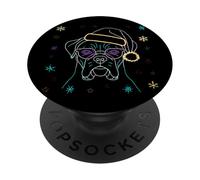 Boxer - Occhiali invernali con immagine di cane e fiocchi di neve, colore: rosa PopSockets PopGrip Adesivo
