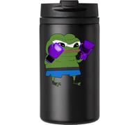 Boxer Pepe The Fighter Frog - Tazza da viaggio per bevande calde e fredde, a doppia parete, con coperchio a tenuta stagna, colore: nero