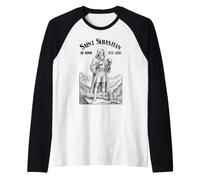 Boxer Pugilist Vintage Patrono San Sebastiano Maglia con Maniche Raglan