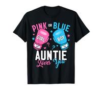 Boxer rosa o blu Auntie Loves You Boxing Gender Reveal Maglietta