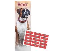 Boxer Slim Calendar 2026 | Calendario sottile di razza cane | 12 mesi | con adesivi organizzativi
