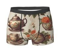 Boxer Slips Vintage Tea Time Boxer Briefs Leggeri E Vita Elastica Mutande per Uomo XXL