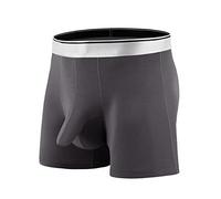 Boxer sportivi da uomo con tasca lunga, boxer da uomo, traspiranti, sportivi, per tutti i giorni, comodi, anti sfregamento, con tasca lunga a U, mutande leggere adatte per ogni occasione, Grigio, L