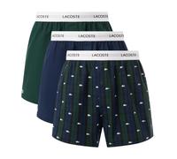 Boxer sportivi da uomo Lacoste Cotton Poplin 3P - navy blue/green - Multicolore (XS)