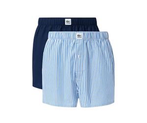 Boxer sportivi da uomo Lacoste Cotton Woven 2P - navy blue/white - Blu (XL)