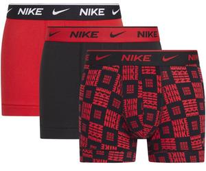 Boxer sportivi da uomo Nike Everyday Cotton Stretch Trunk 3P - logo checkers print/uni red/black - Multicolore (S)