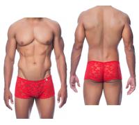 Boxer uomo a vita bassa sexy mutanda in pizzo rosso trasparente slip maschile