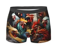 Boxer Uomo Colorful Roosters Standing Together Printed Boxer Comodi Elasticizzati Trunks per Sportivi Uomini Intimo Maschile,M
