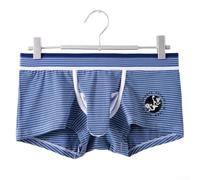 Boxer Uomo Cotone Strisce Traspiranti (Blu 2XL)