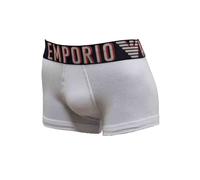 Emporio Armani Boxer Uomo Parigamba Elastico a Vista logato Cotone Elasticizzato Underwear Articolo 111389 4R516, 00010 Bianco - White, M