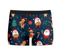 Boxer Uomo Mutande Uomo Cotone,Aderenti e Confortevoli, Elasticizzato Pantaloncini da Spiaggia da Uomo con Renna di Natale,ad Asciugatura Rapida,Boxer da Uomo Natale,Taglia S-5XL,Regali Natale
