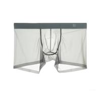 Boxer Uomo per trasparente Ice Silk Mesh Bassa Vita Boxer Uomo | Tessuto ice silk, traspirante mesh, asciugatura rapida, bassa vita, vestibilità aderente(Light gray 2XL)