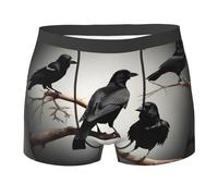 Boxer Uomo Resistente Mutande Uomo Black Crow Birds On A Branch Print Senza Etichetta Mutande per L'Uso Quotidiano Sportivi M