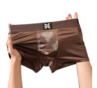 Boxer Uomo Satinato Luce Taglie L-3XL Morbido | lucida, tessuto liscio sulla , ideale per il relax domestico, taglie L-3XL disponibili(Dark Brown XXXL)