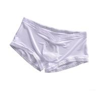 Boxer Uomo Sottile Trasparente Pizzo Traspirante (Bianco XXL)
