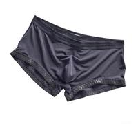 Boxer Uomo Sottile Trasparente Pizzo Traspirante (Grigio Scuro XXXL)