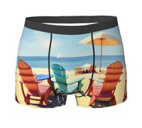 Boxer Uomo Traspirante Boxer da Uomo Beach Chairs And Scenery Print Elasticizzati Mutande per Uomini Sportivi L