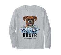 Boxer with Flowers Dog Mom Cute Pet Owner Lover Maglia a Manica