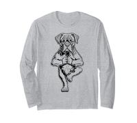 Boxer Yoga Cucciolo Cane Divertente Cane Albero Posa Vrikshasana Maglia a Manica