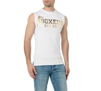 BOXEUR DES RUES® Canotta Uomo con Logo (IT, Testo, M, Regular, Regular, White-Gold)