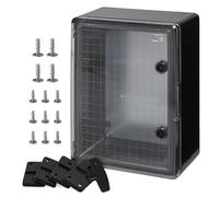 BOXEXPERT Custodia in plastica ABS, IP65, custodia a parete, custodia vuota, 400x300x170 mm, nero, trasparente, custodia serie Fleet